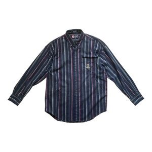 Chaps Button Down Shirt, Navy, Size Medium